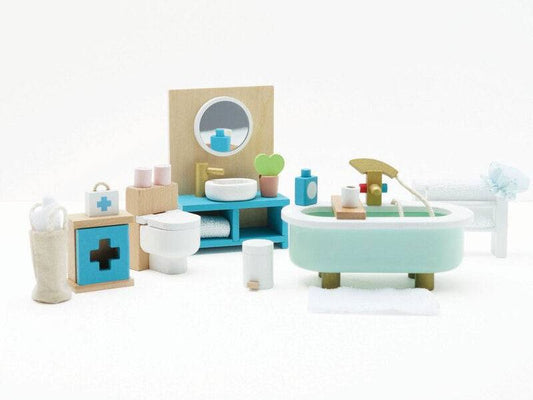 Wooden Dolls House Bathroom Furniture - 19 piece