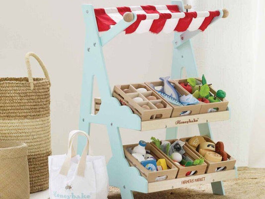 Wooden Market Stall & Fruit Play Food Crate