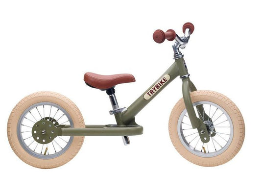 Matte Green Vintage Trybike, Cream Tyres and Chrome 3 wheel TB6174