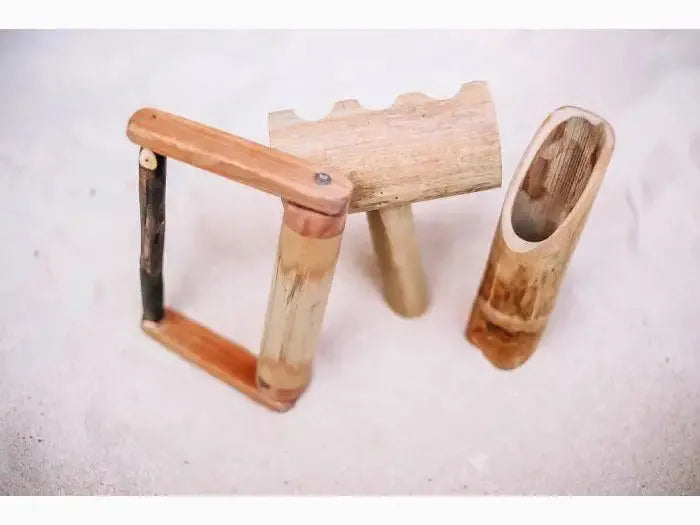 Handmade wooden beach toys.