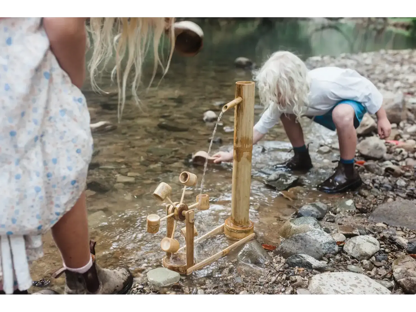 Bamboo water wheel toy.