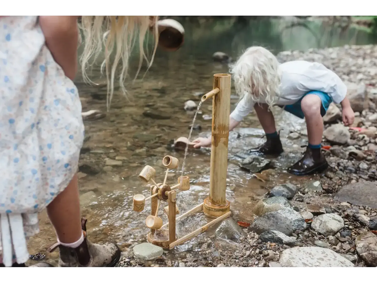 Bamboo water wheel toy.