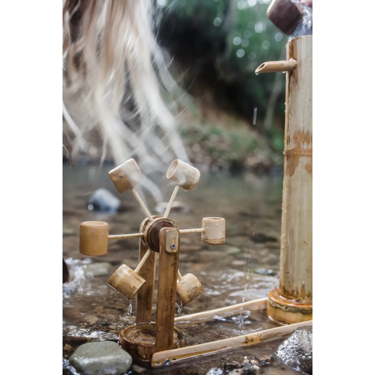 Miniature bamboo water wheel.