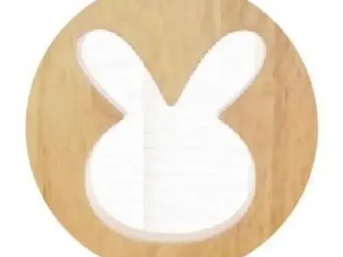 White silhouette of a rabbit head with long ears.