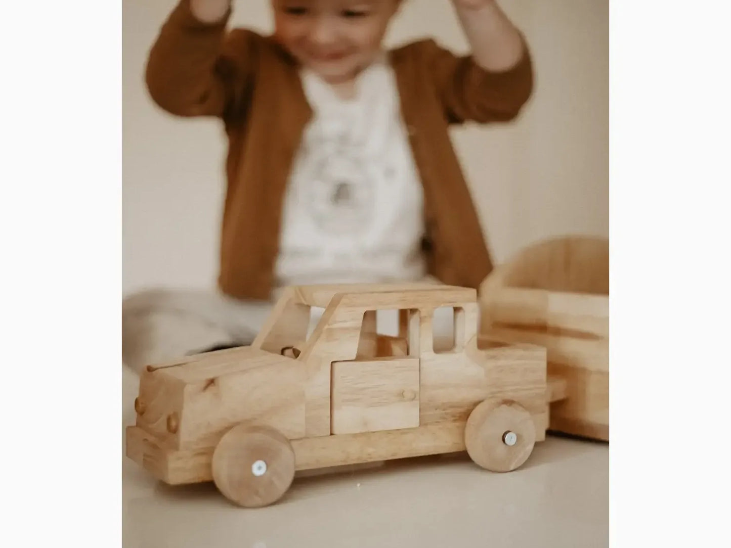Wooden toy car.