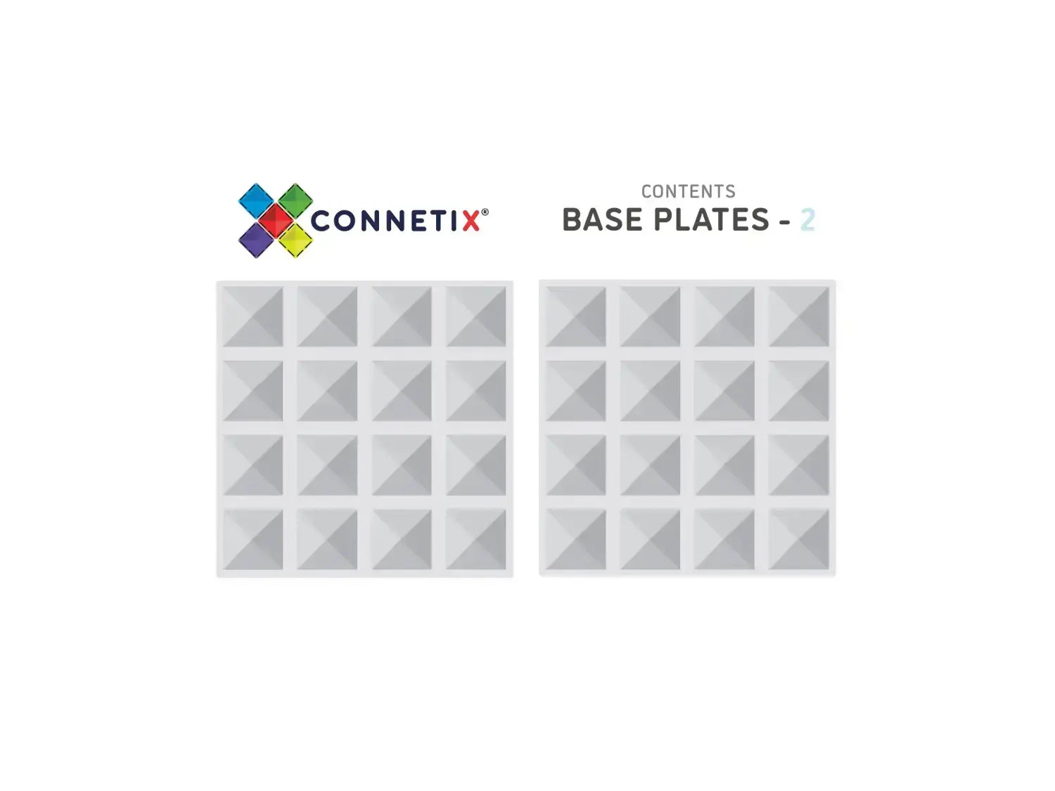 Grid of square base plates with pyramid-shaped indentations.