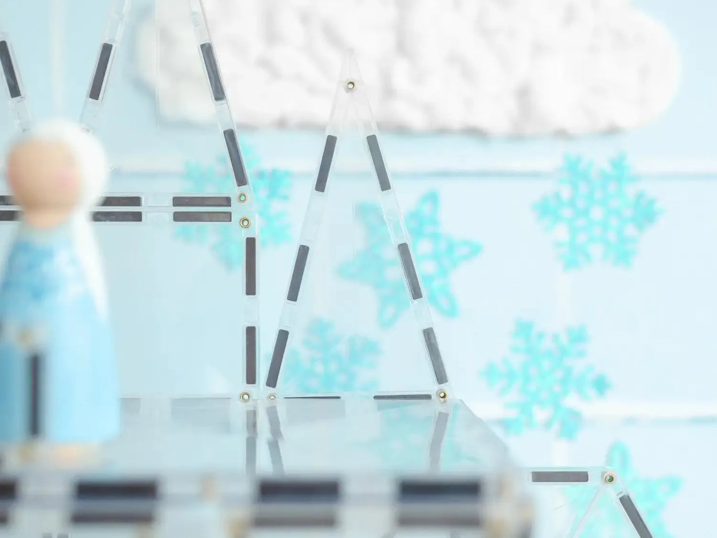 Stylized weather forecast board with cloud, rain, and snowflake symbols.