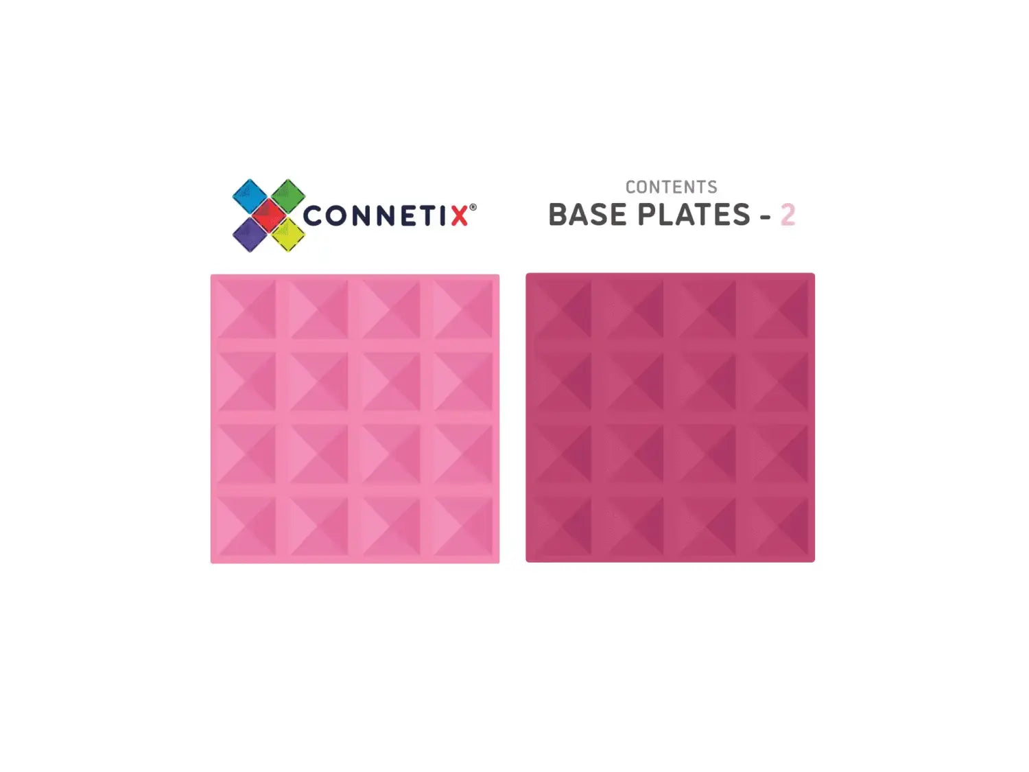 Two square pink textured base plates or tiles with geometric patterns.