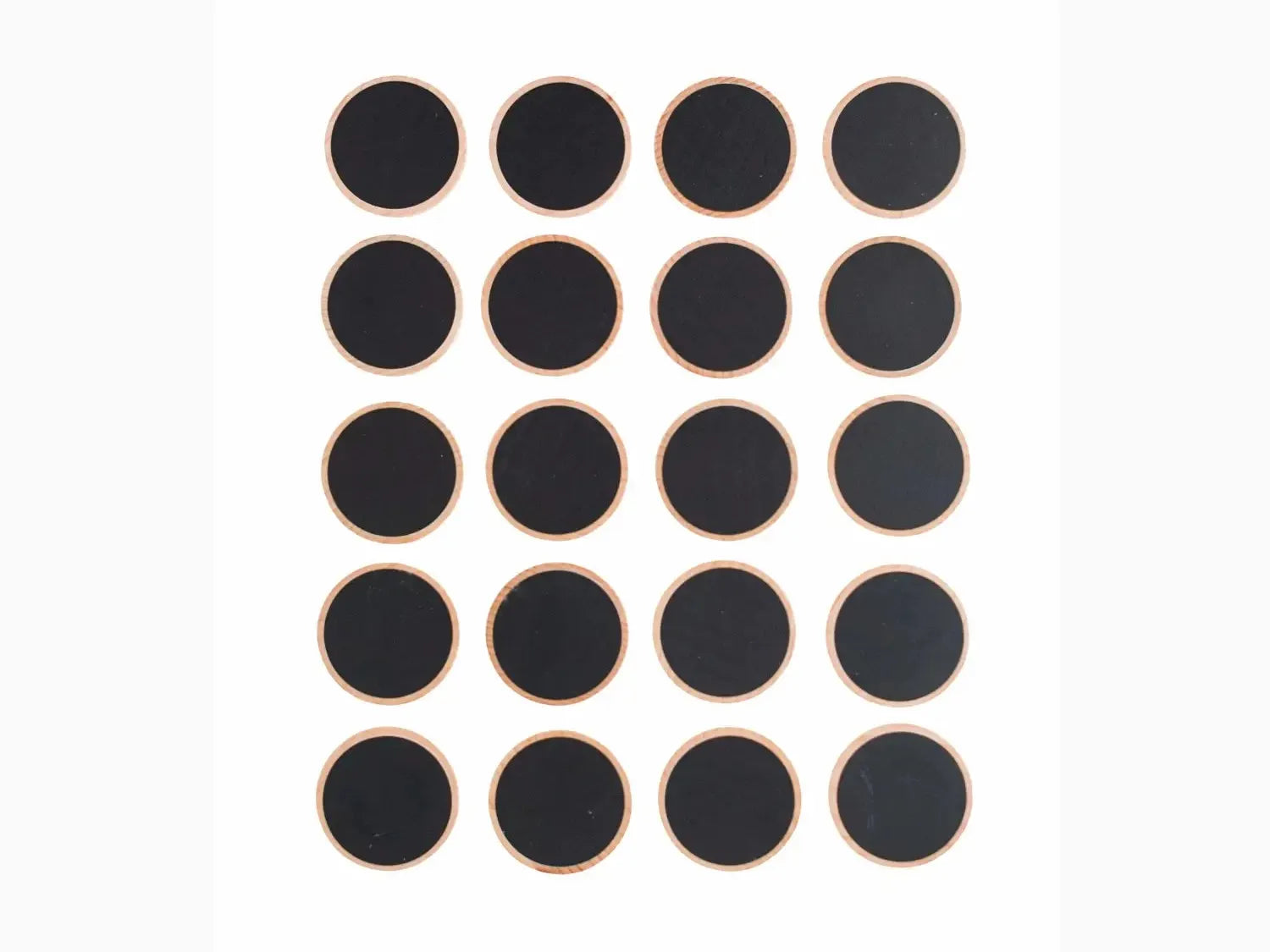 Grid of twenty black circles with thin orange outlines.