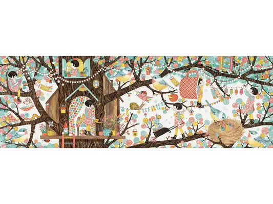 Whimsical treehouse scene.