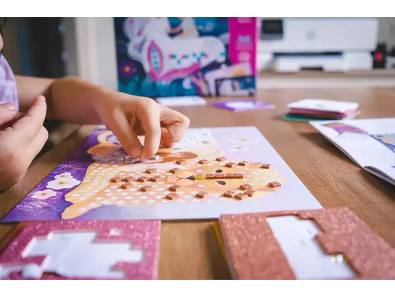 Child’s mosaic craft project.