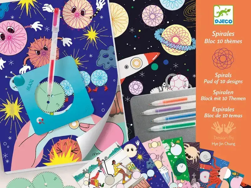 Colorful arts and crafts kit featuring space-themed designs and activities.