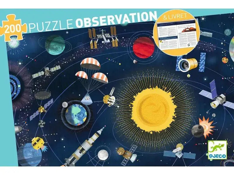 Space-themed observation puzzle featuring the solar system and various spacecraft.