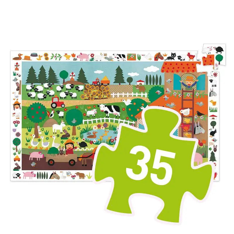 Colorful farm scene puzzle piece with the number 35.