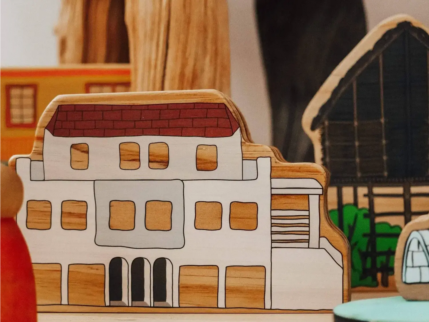 Wooden toy building.