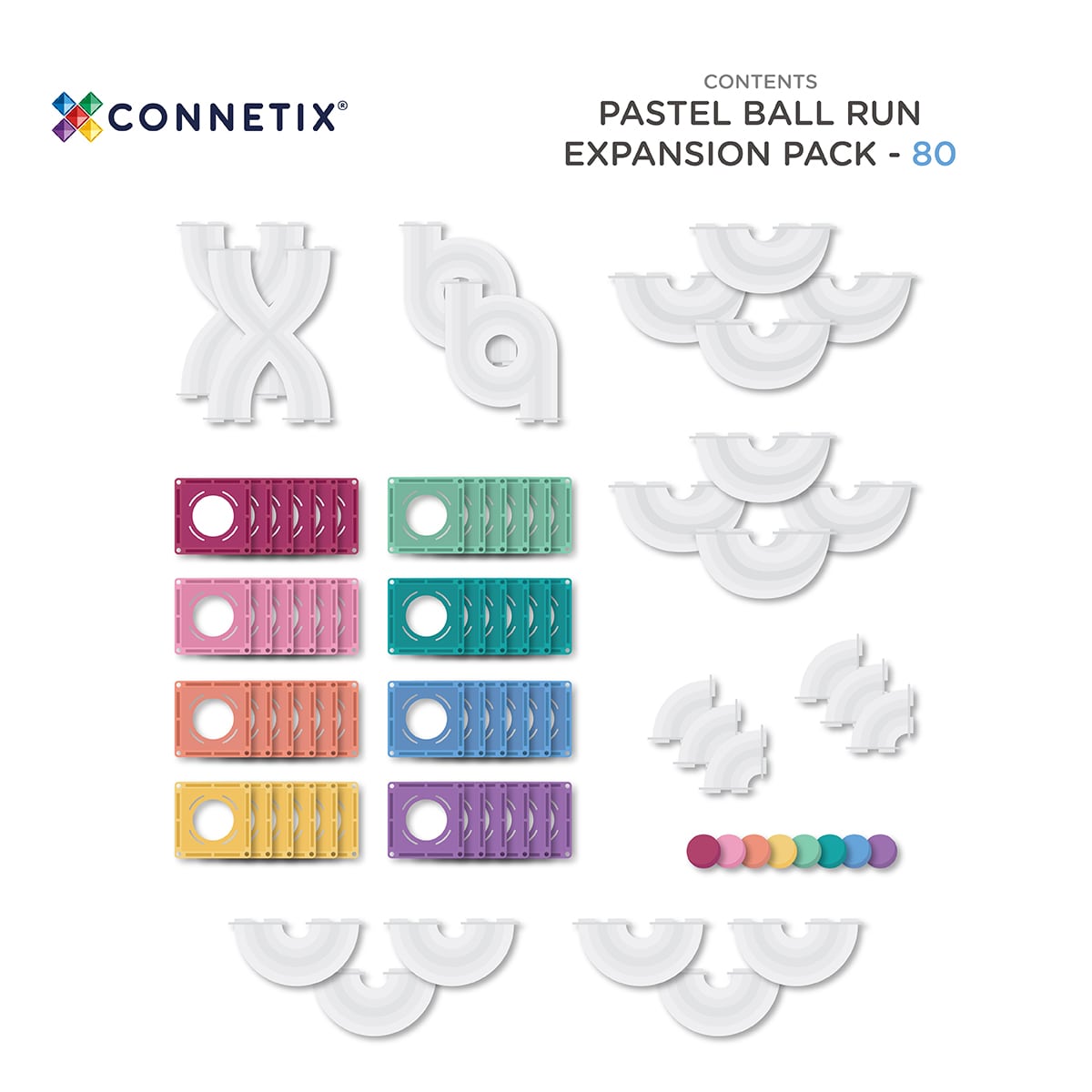 Connetix Pastel Ball Run Expansion Pack 80 pc