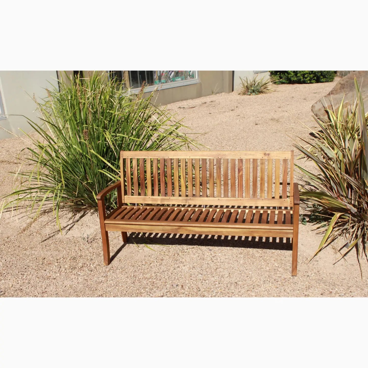 Wooden outdoor bench.
