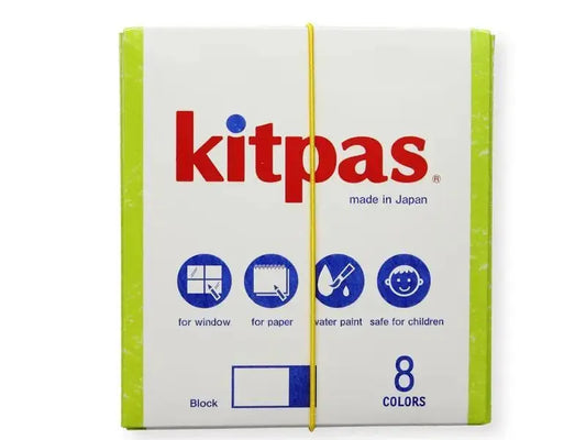 Box of Kitpas drawing materials featuring 8 colors, made in Japan.