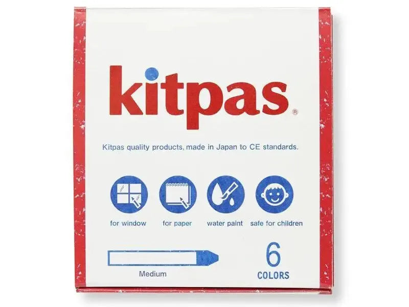 Box of Kitpas drawing materials featuring 6 colors and product icons.