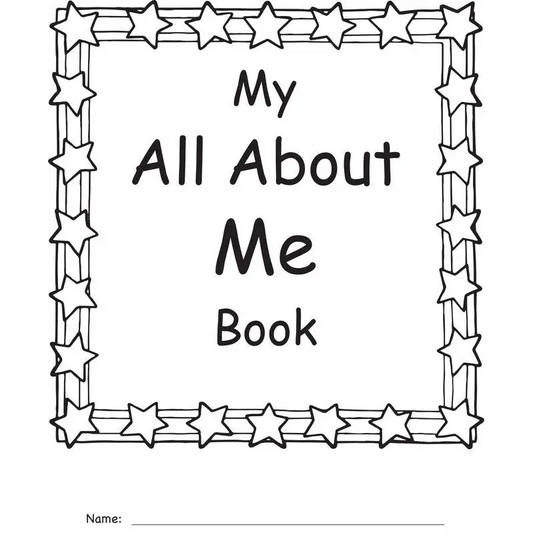 Star-bordered ’All About Me’ book cover.