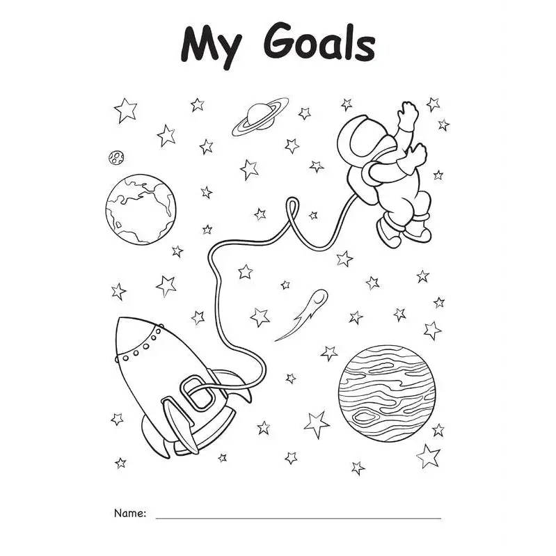 Space-themed coloring page.