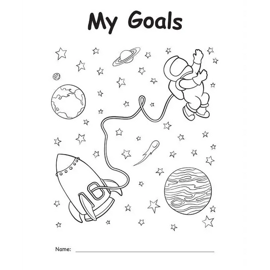 Space-themed coloring page.