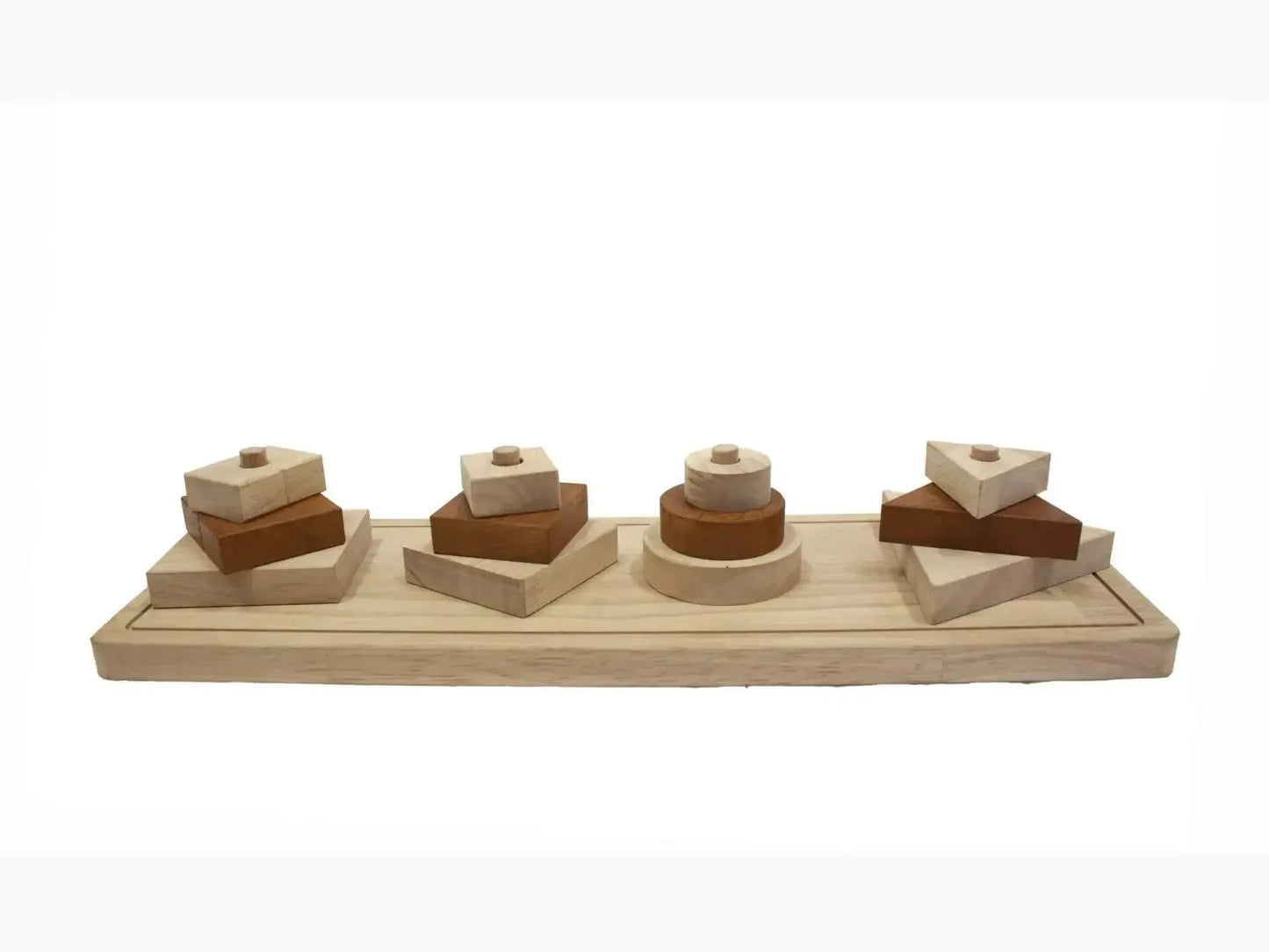 Wooden shape sorting toy.