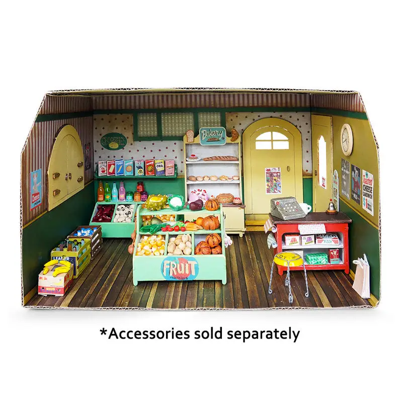 Miniature grocery store playset.