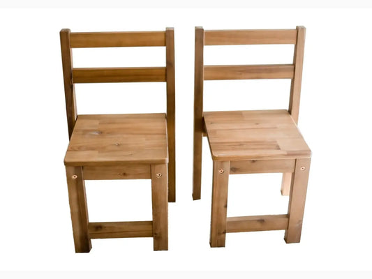 Two wooden chairs.
