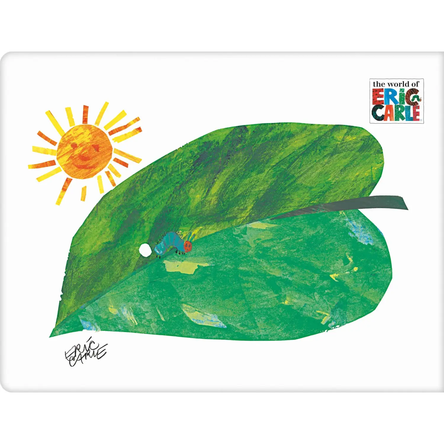 Green leaf with a hole in it.