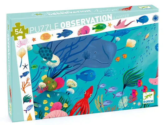 Colorful underwater-themed puzzle box featuring various sea creatures and marine life.