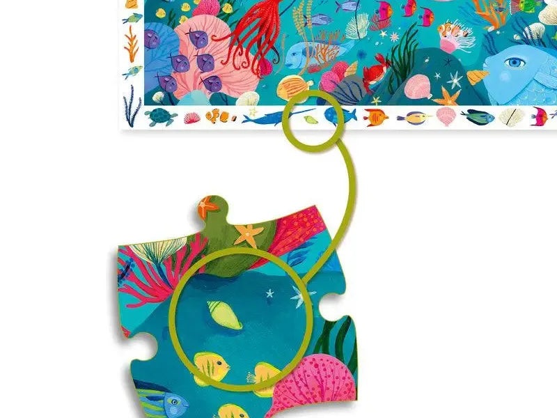 Colorful puzzle piece depicting an underwater scene with sea creatures and plants.