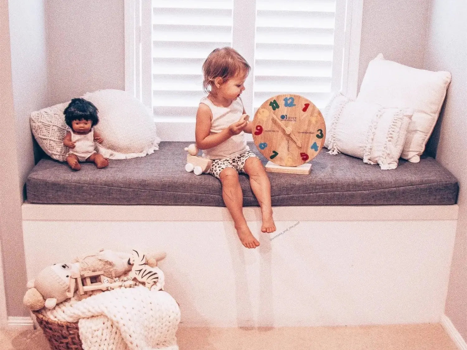 Child’s wooden clock.