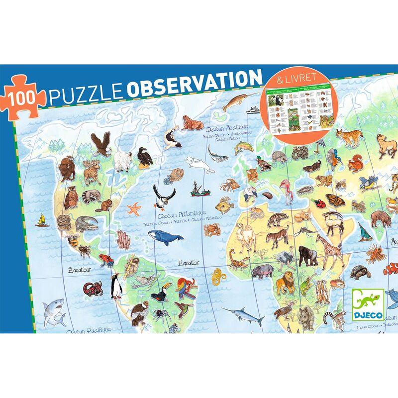 Djeco's Educational Observation Puzzle: Discover World Animals in 100 Pieces