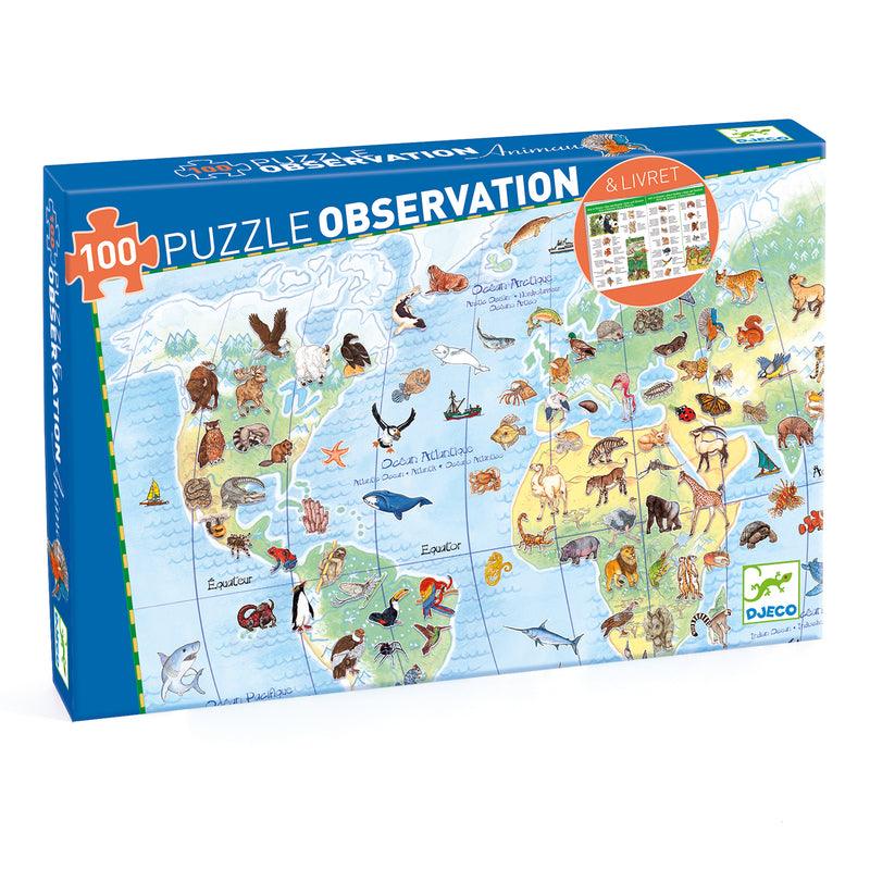 Djeco's Educational Observation Puzzle: Discover World Animals in 100 Pieces