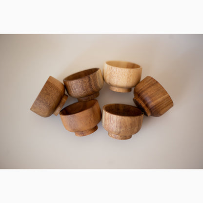 Acacia Wood Miniature Bowls Set for Open-Ended Play, Set of 6