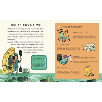 Illustrated page about paddleboarding with colorful graphics and informational text sections.