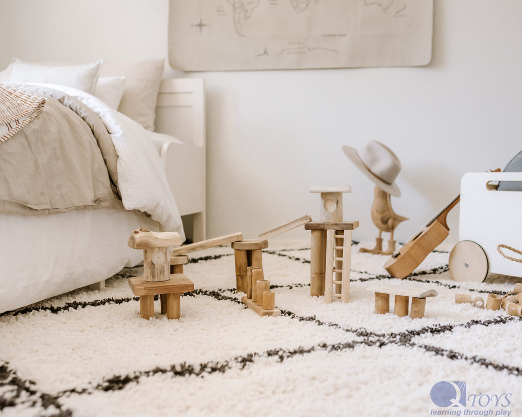 Bamboo Building Block Set of 50 by Qtoys