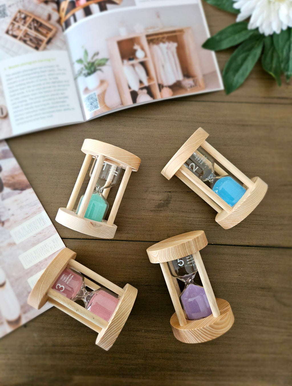 Wooden Sand Timers Set of 4 by Qtoys