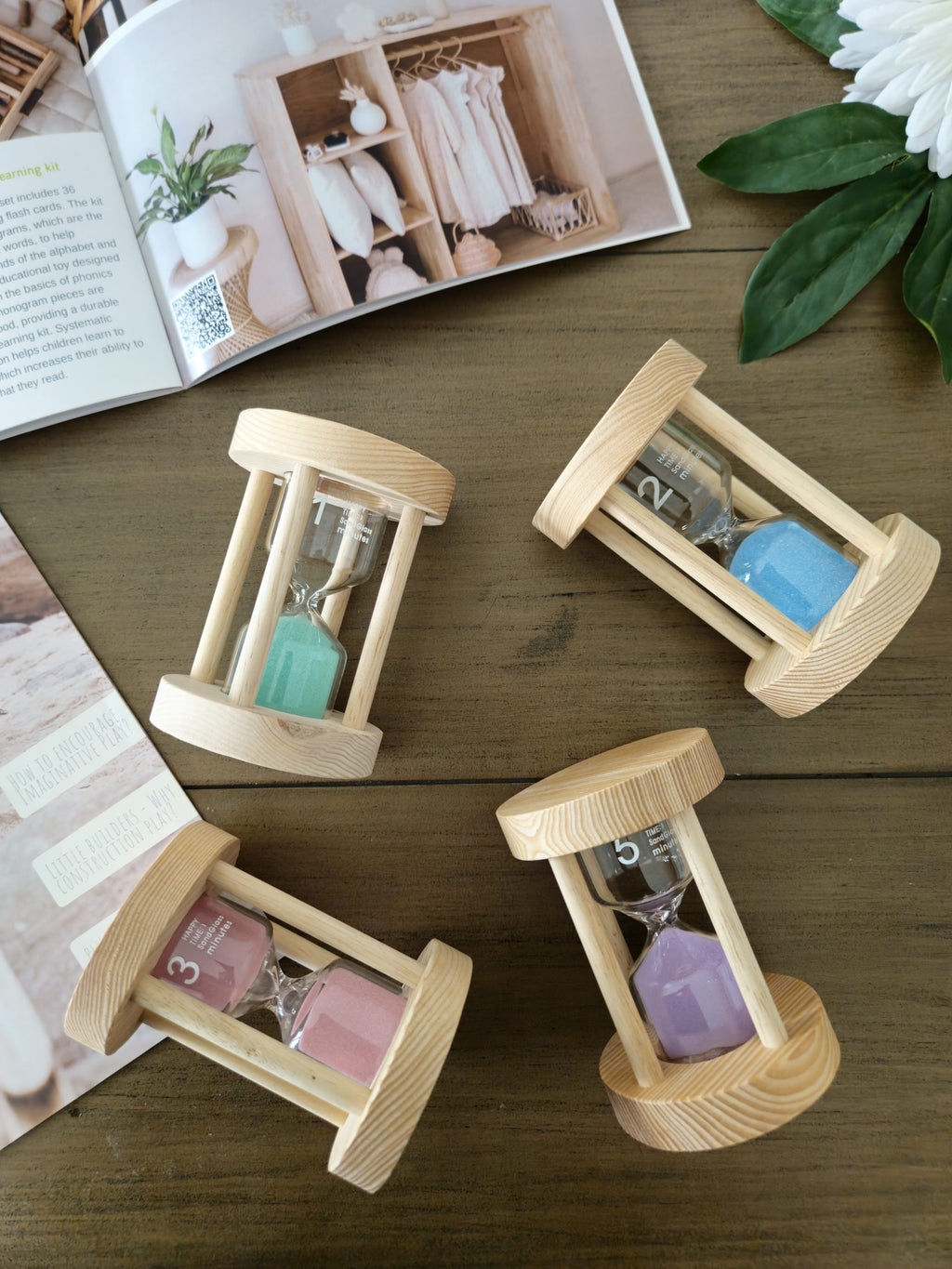 Wooden Sand Timers Set of 4 by Qtoys