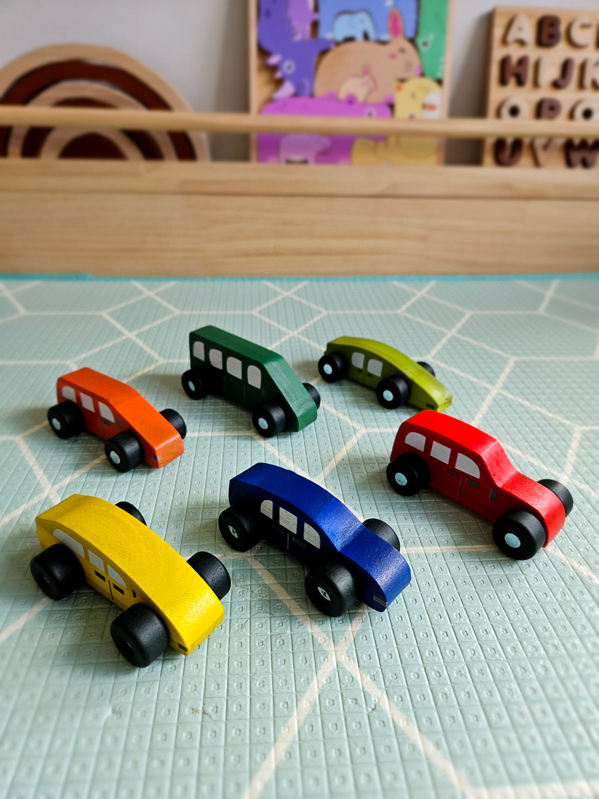 Coloured Wooden Cars by Qtoys
