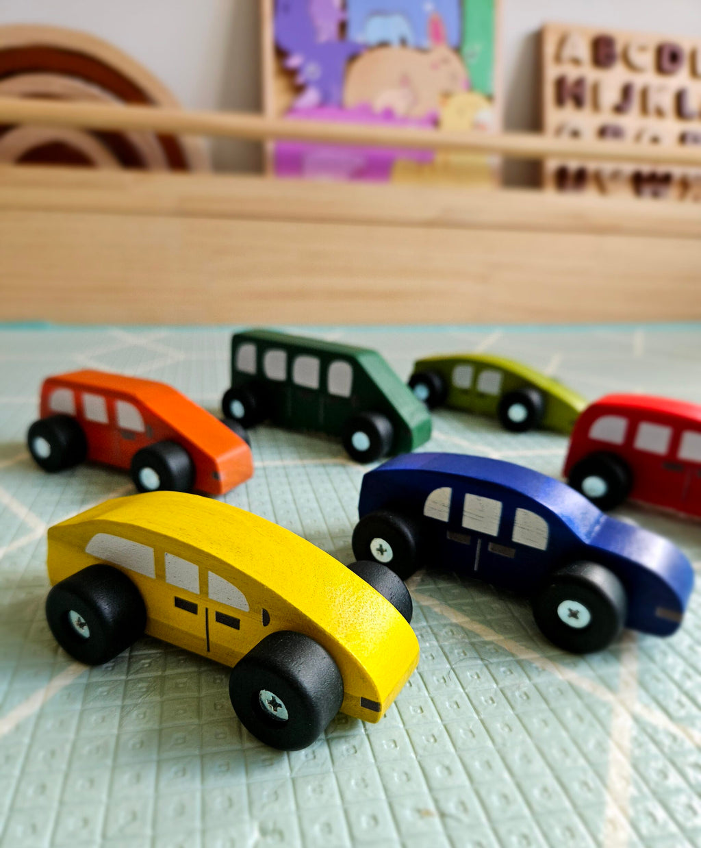 Coloured Wooden Cars by Qtoys