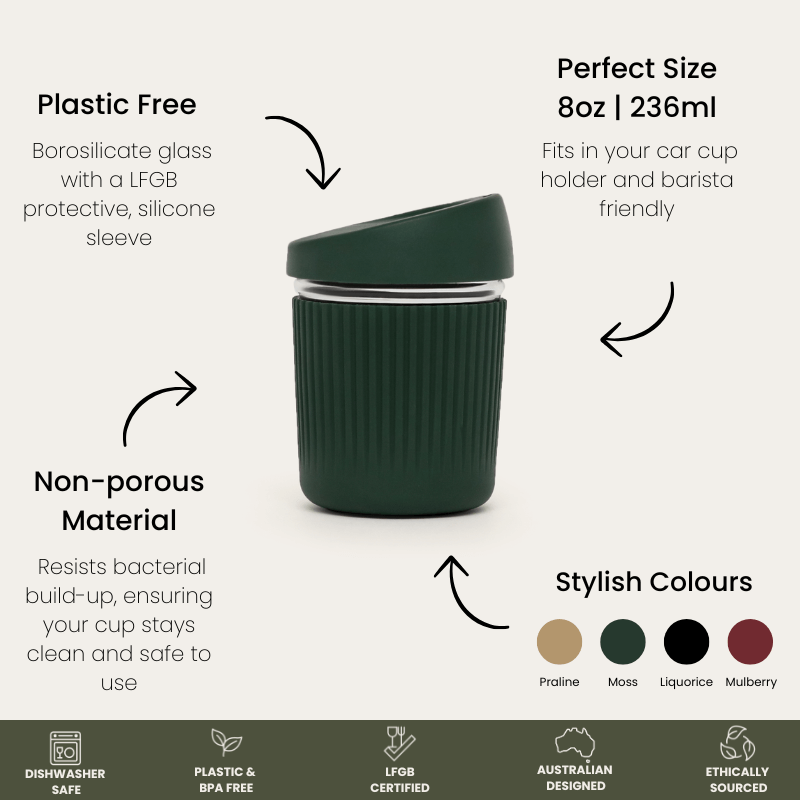 Seed and Sprout Reusable Glass Coffee Cup | 8oz