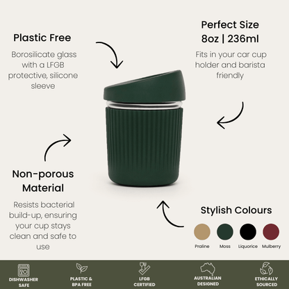 Seed and Sprout Reusable Glass Coffee Cup | 8oz