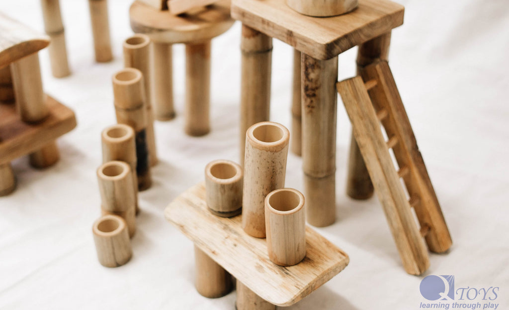 Bamboo Building Block Set of 50 by Qtoys