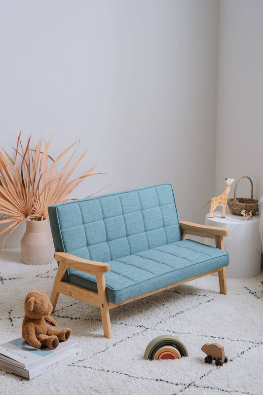 Bunnytickles 2 Seater Lounge Chair - Microfibre Ocean Blue