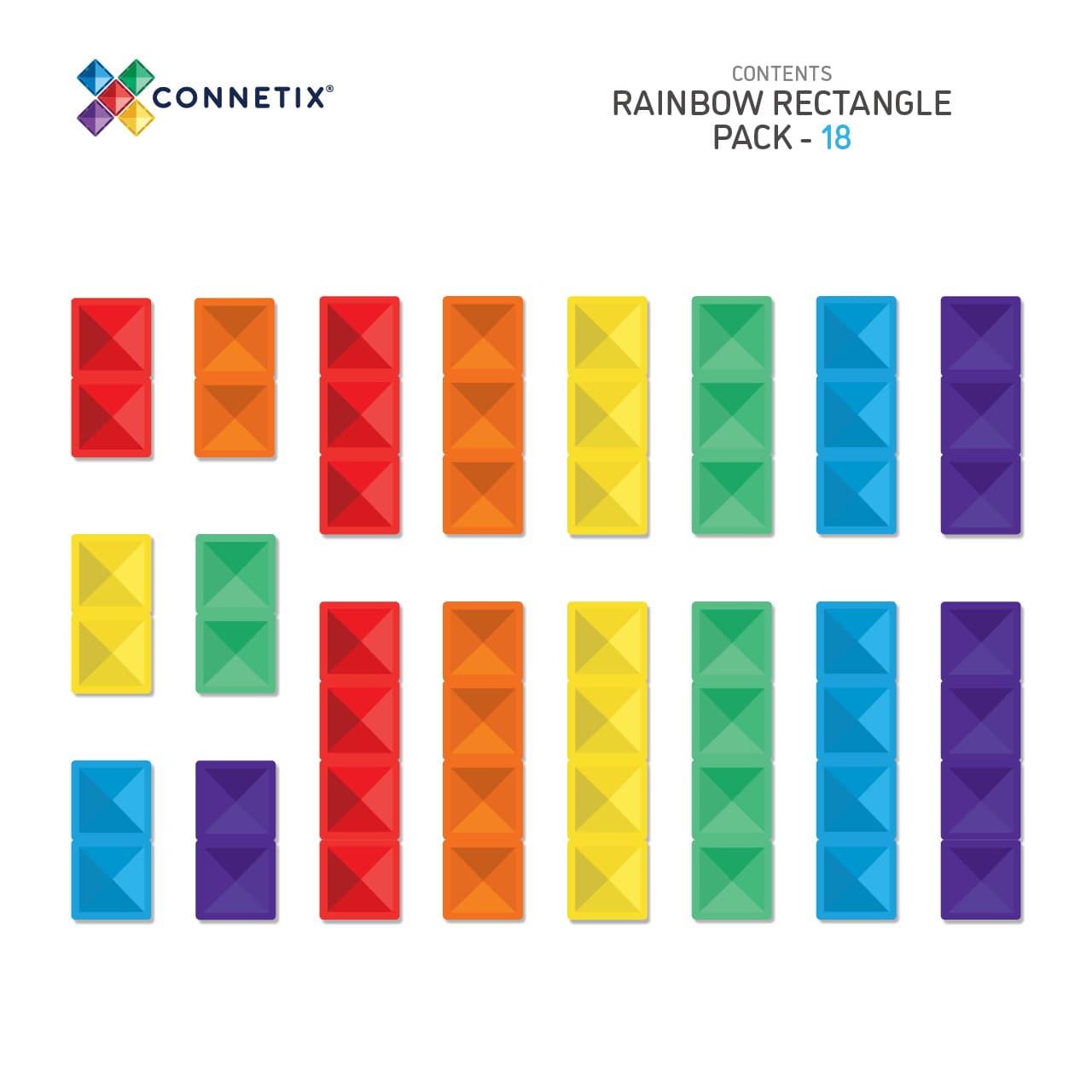 Connetix Vibrant Rainbow Rectangle Combination Set - 18 Pieces
