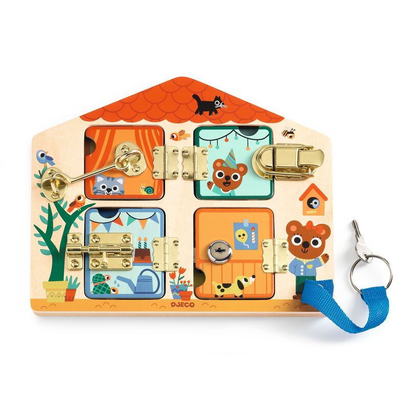 Cabanalock Wooden Puzzle with 4 metallic locks by Djeco