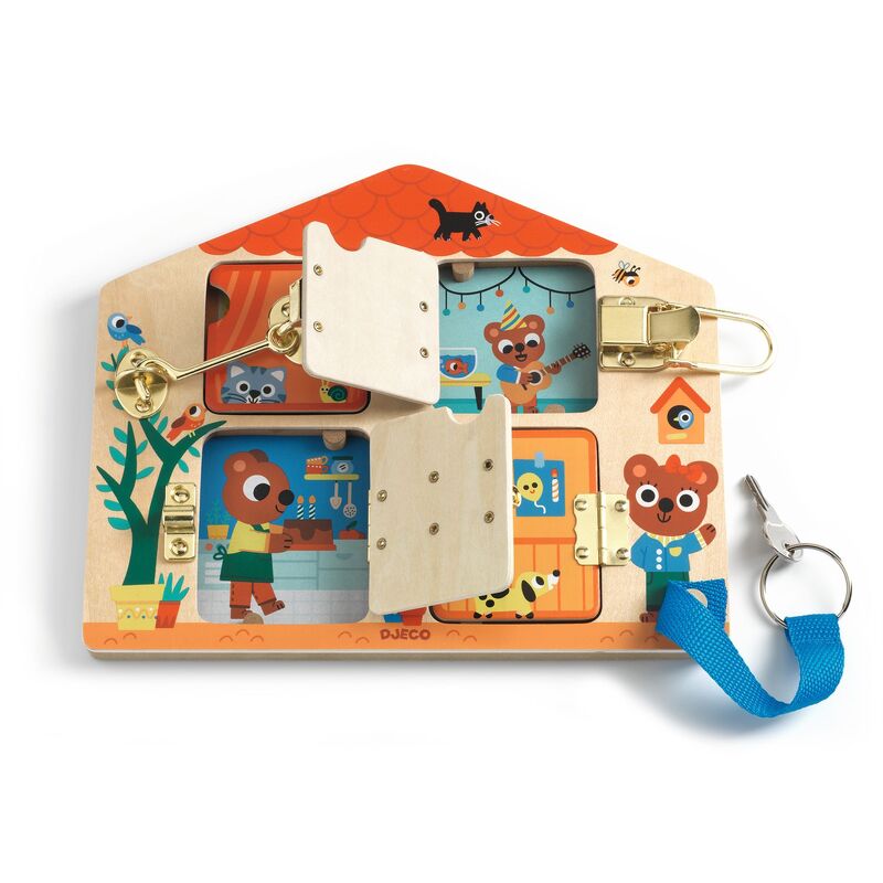 Cabanalock Wooden Puzzle with 4 metallic locks by Djeco