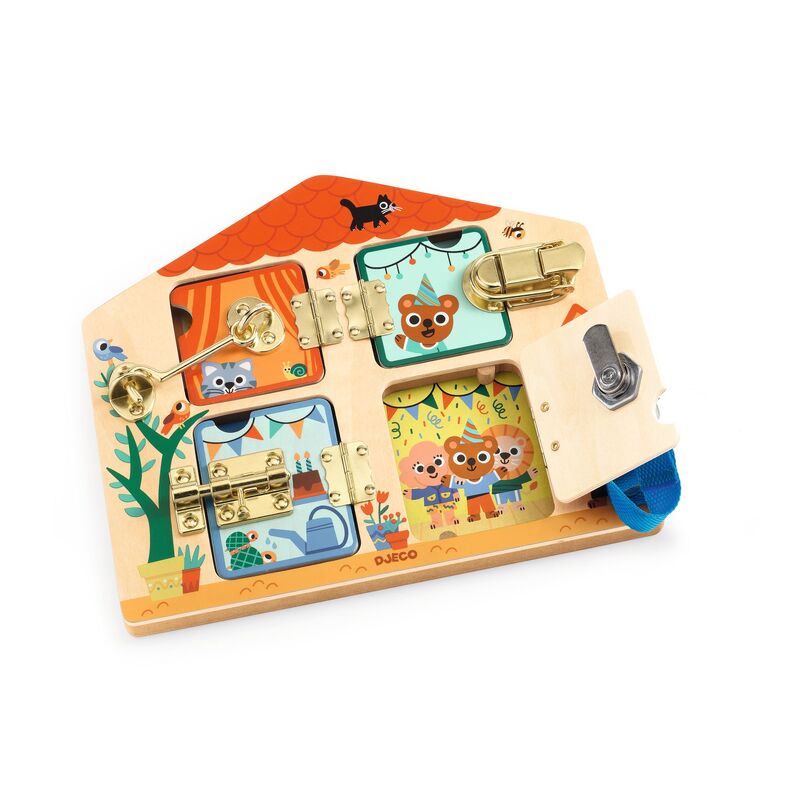 Cabanalock Wooden Puzzle with 4 metallic locks by Djeco